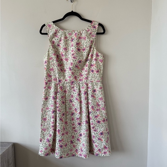 PINK MARTINI -100% Cotton Dainty Floral Drop Waist Midi Dress (Size:Large) - Picture 3 of 12